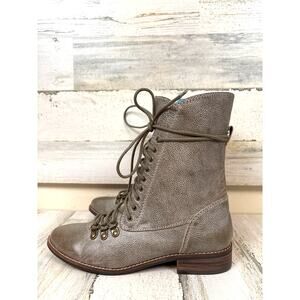 Lien Do By Anthropologie Womens 6.5 Gray Leather Baja Lace Up Ankle Boots NEW